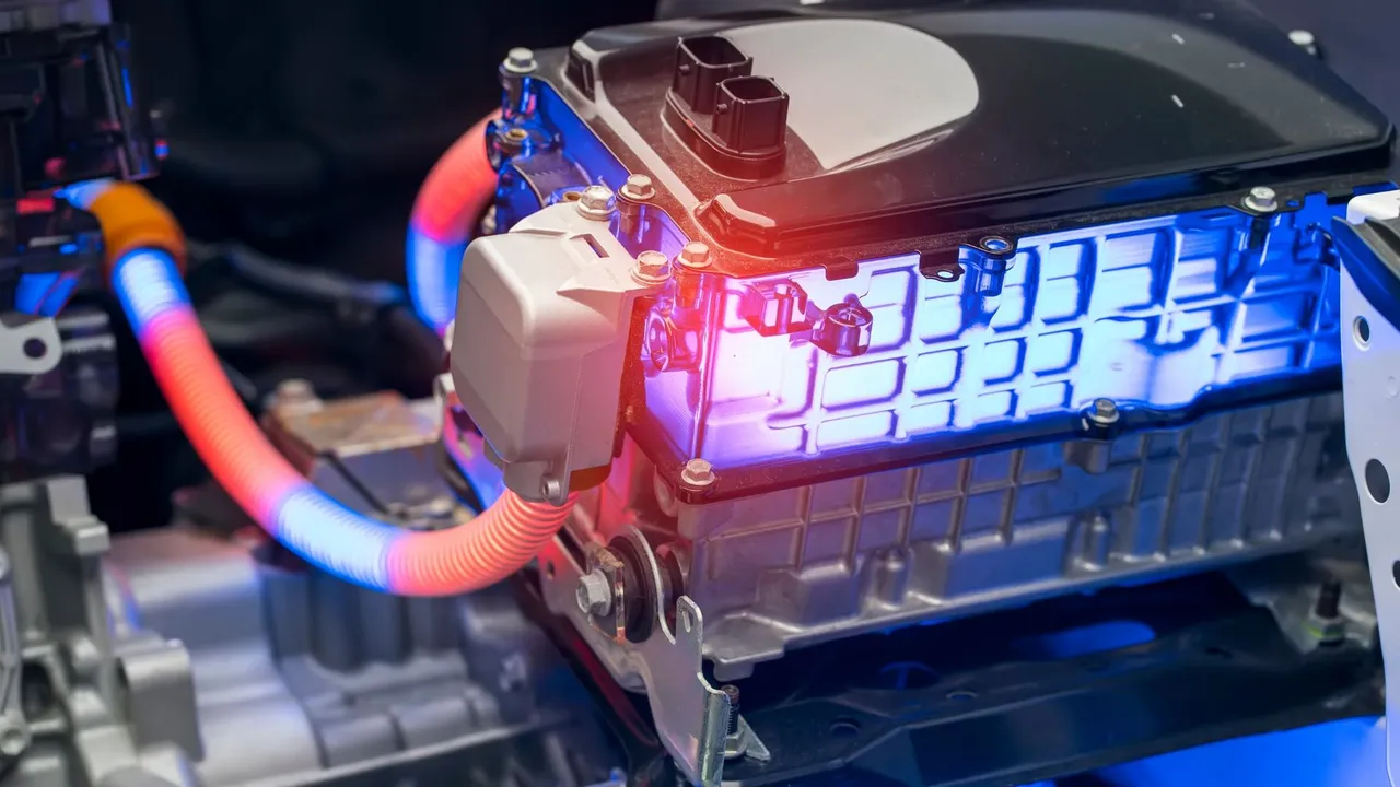Close up on a plate of mashed potatoes, topped with baked pork chops with cream of mushroom soup, and a side of green beans.